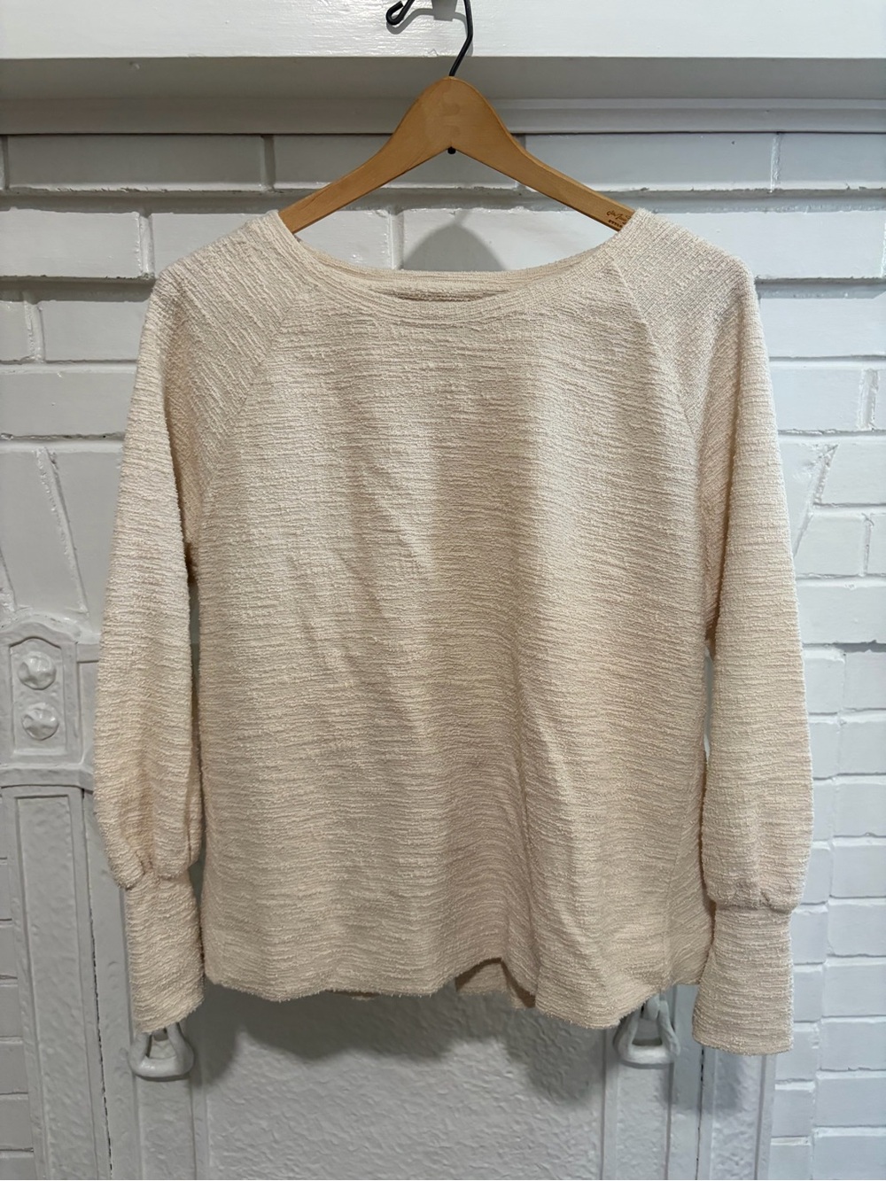 Anthropologie Cozy Cream Textured Knit Pullover
